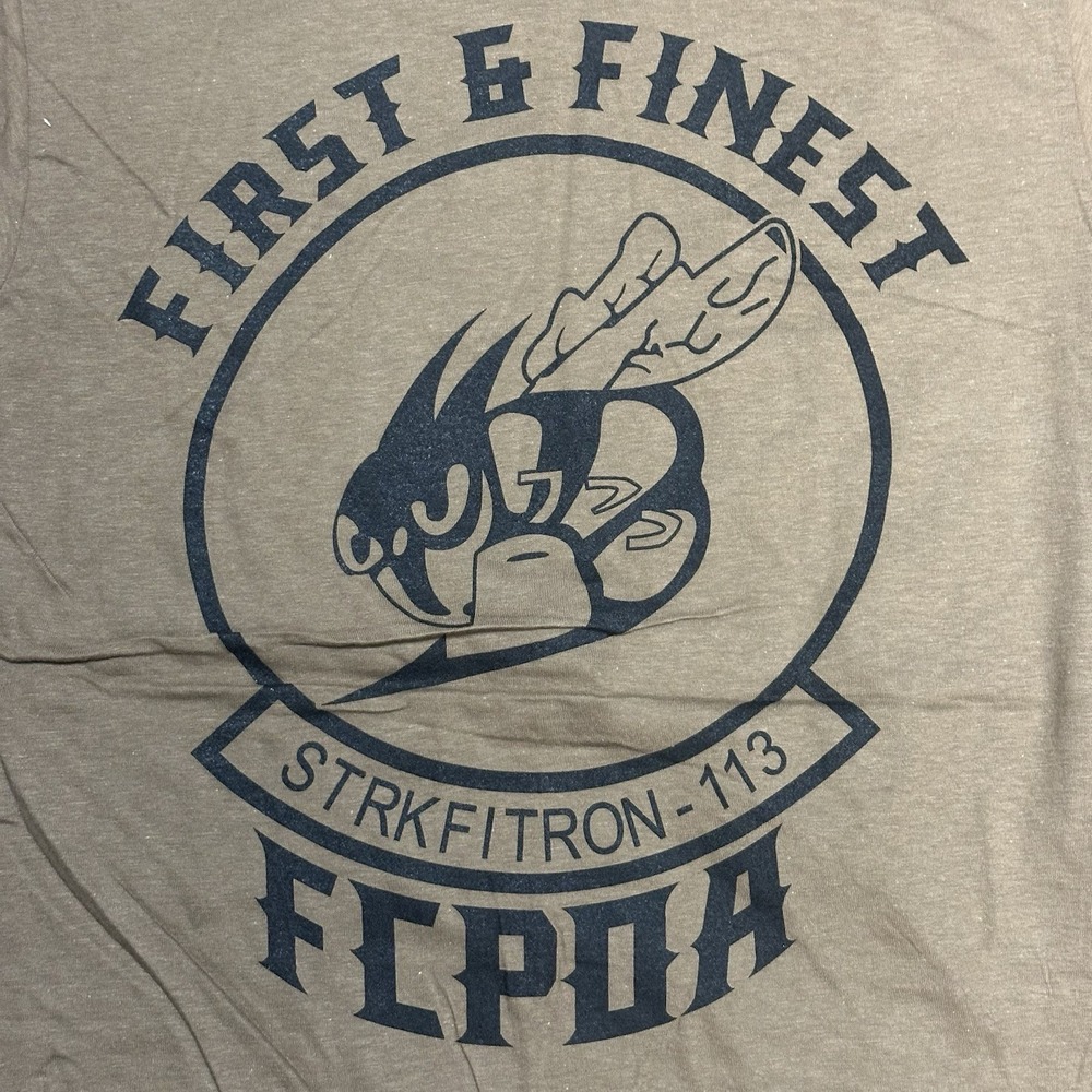 Soffe Mens Khaki‎ Military STRKFITRON-113 First & Finest Graphic T-Shirt Small